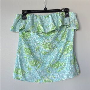Lilly Pulitzer Vibrant blue and green crab ruffle tube top Smoke free! Worn once